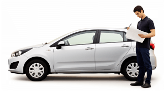 Мастер около авто.